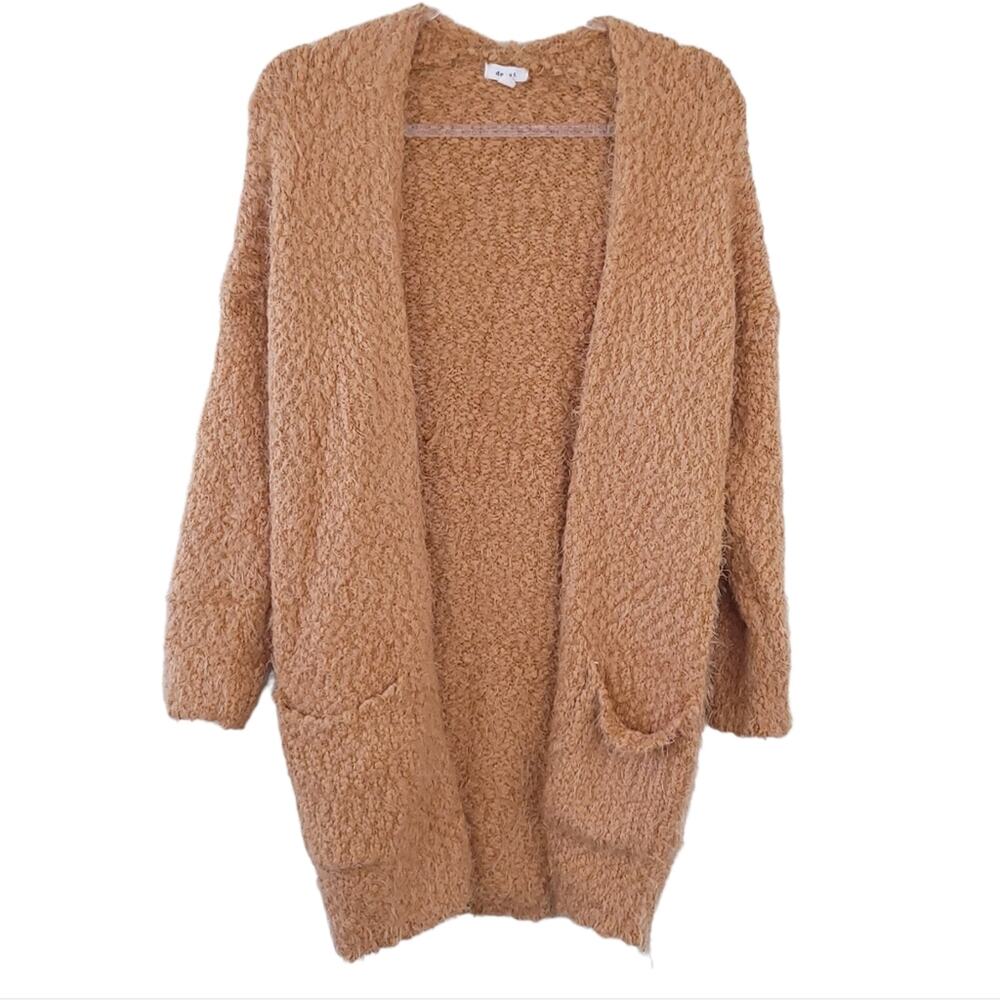 Debut Long Cardigan Sweater Small/Medium Mustard Yellow Gold Open Front